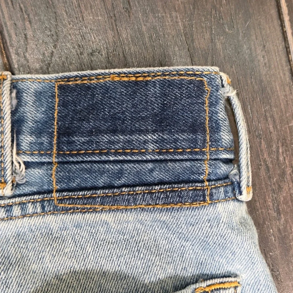 Levis 505 Jeans Mens 38x29 Blue Light Wash High Rise Missing Leather Patch